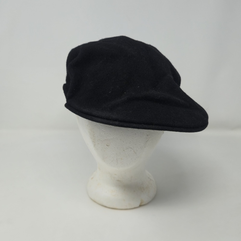 Kangol Wool 504 Flat Cap Hat Black Size Large - Made in USA - 100% Wool